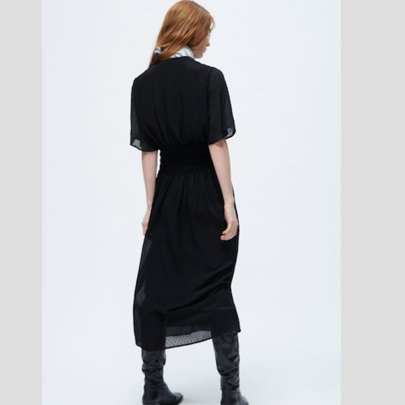 Zara Dotted Mesh Midi Dress Sz XS NWT - Picture 6 of 9